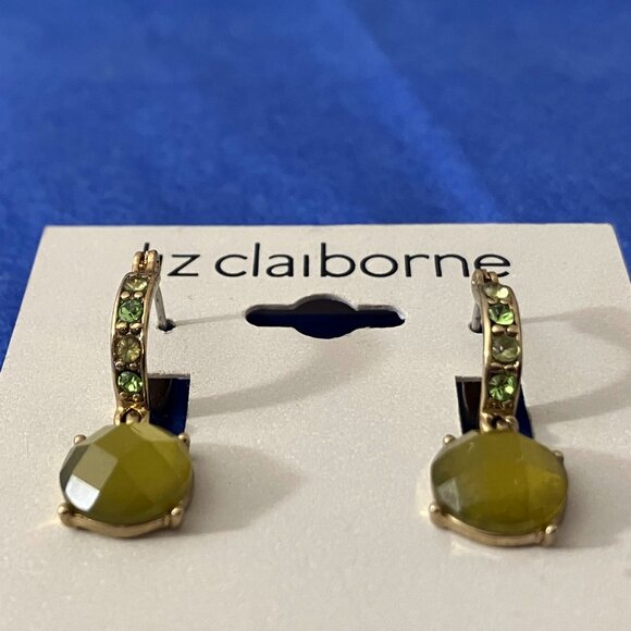 Liz Claiborne Green Gemstone Earrings - Picture 1 of 4